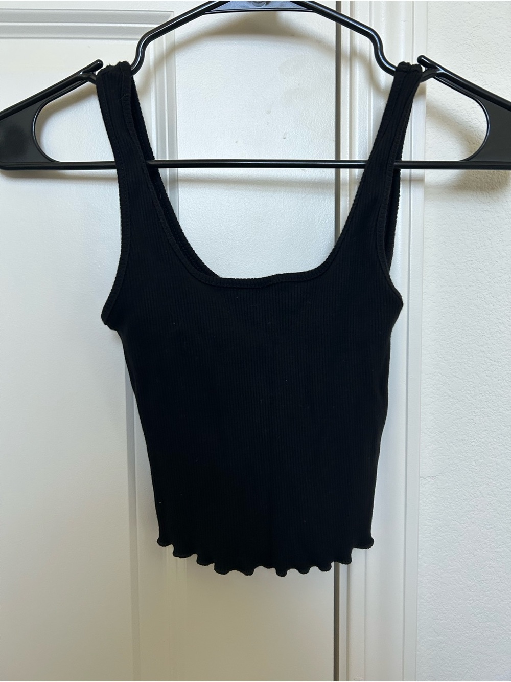 Black Ribbed Square-Neck Tank Top - Picture 2 of 3